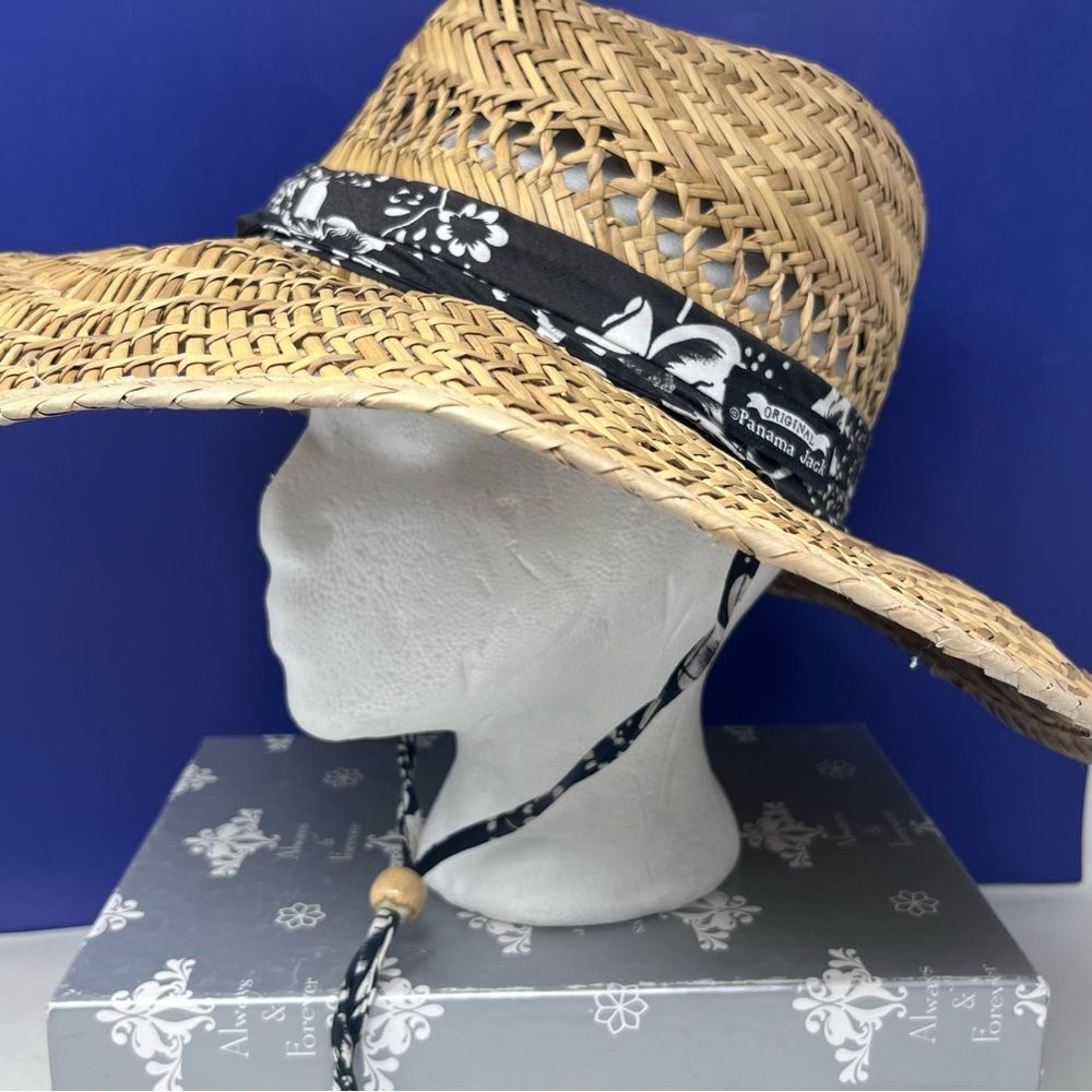Panama Jack Straw Ventilated Safari Excursion Hat Medium - Picture 2 of 11
